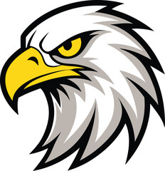 Intense eagle head mascot logo with piercing star design