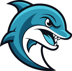 Dynamic mad dolphin head mascot logo with arched back design