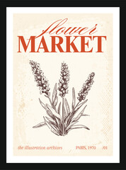 Vintage botanical garden poster vector illustration wall art print floral art print