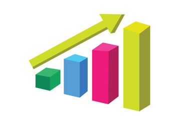 Growth bar chart, 3d business graph vector Illustration