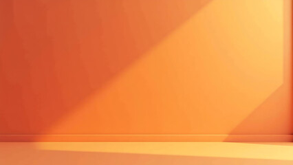 vibrant orange background features soft pastel gradient subtle shadows autumnal yellow hue set neutral red wall