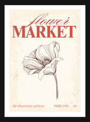 Vintage botanical garden poster vector illustration wall art print floral art print