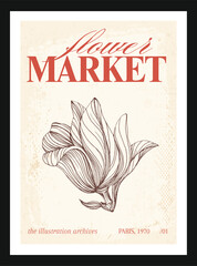 Vintage botanical garden poster vector illustration wall art print floral art print