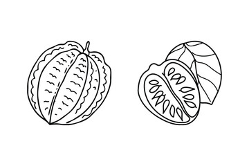 Whole fruit sliced fruit leaves halves