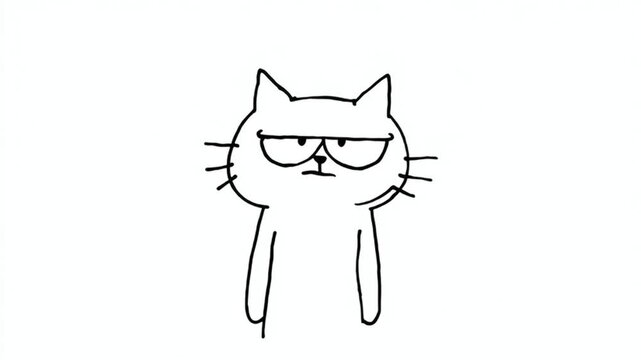 Grumpy Cat Standing Still With Neutral Expression