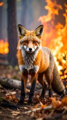 Fox amidst wildfire