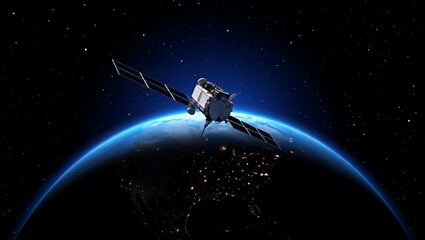 Advanced Communications Satellite Orbiting Earth Providing Global Connectivity and Data Services