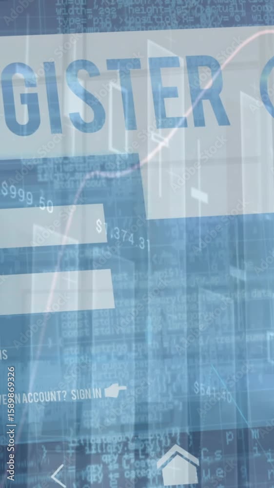 Poster animation of data processing over register text