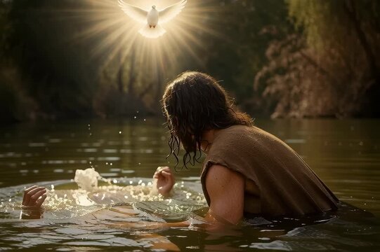 Baptism of Jesus by John the Baptist: A Holy Moment of Spiritual Renewal and holy dove