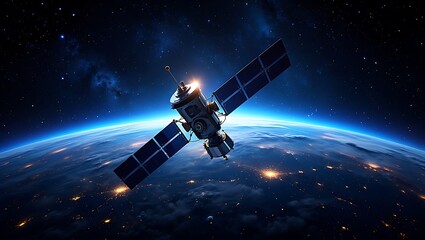 Advanced Satellite Technology Orbiting Earth Providing Global Communication and Observation Services