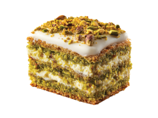 Pistachio cake isolated on transparent background PNG