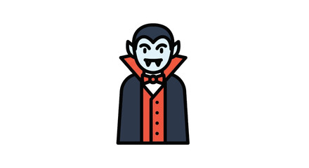 Obraz premium Cartoon illustration of a vampire character, wearing a formal suit and smiling.