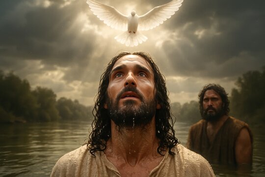 Baptism of Jesus by John the Baptist: A Holy Moment of Spiritual Renewal and holy dove