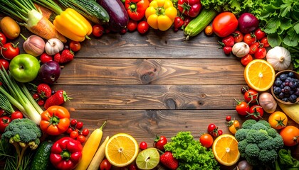 Colorful fresh produce arranged