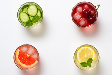 Refreshing detox water drinks with fruit and herbs for healthy lifestyle