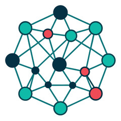 Interconnected Neural Network Node AI Technology Icon