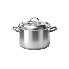 Stainless steel cooking pot isolated on a transparent background, in a PNG format