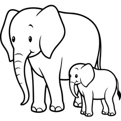 Obraz premium bbye elephant with her mom