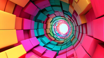 Art with circulating boxes with different colors illustration background