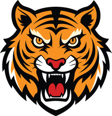 Obraz premium Fierce tiger cub mascot head with a subtle growl for branding
