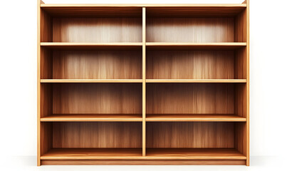 Empty wooden bookshelf with multiple shelves offering ample storage space and organization