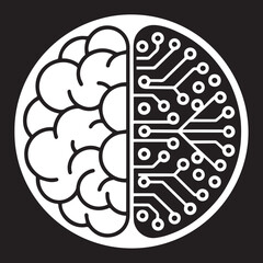 AI chip in the brain icon