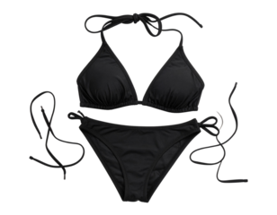 Black Bikini Swimsuit with Stylish Design, isolated on a transparent background