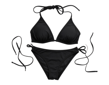 Black Bikini Swimsuit with Stylish Design, isolated on a transparent background