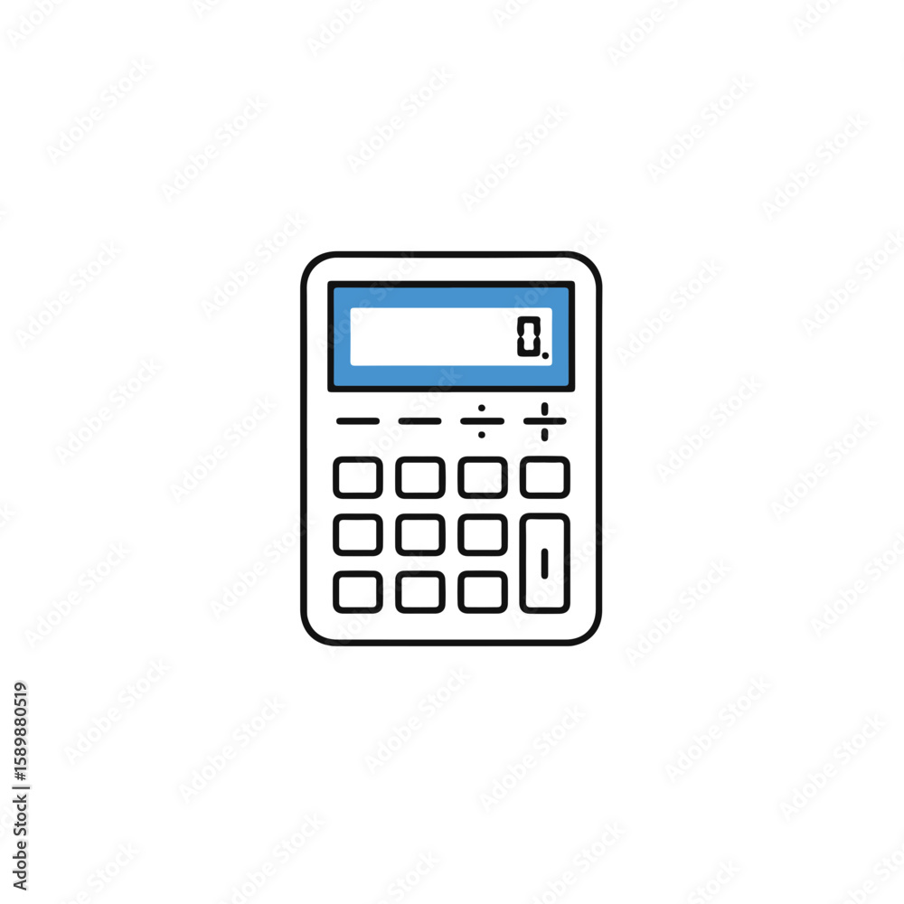 Poster calculator with a display showing zero.