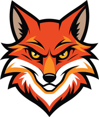 Ferocious fox head mascot logo with sharp muzzle and vibrant colors