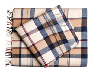 Flat Lay of Soft Flannel Blanket, isolated on a transparent background