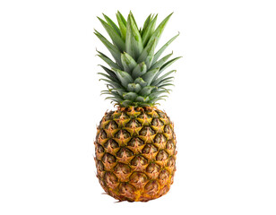 Fresh Ripe Pineapple   with Green Leaves, isolated on a transparent background