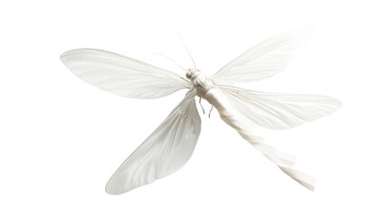 White ribbon fly on white background
