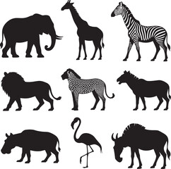 African safari animals silhouettes antelope black © Laila