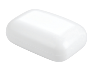 Smooth white rectangular container with rounded corners isolated on transparent background