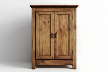 Rustic wooden cabinet with double doors and vintage hardware for home storage solution