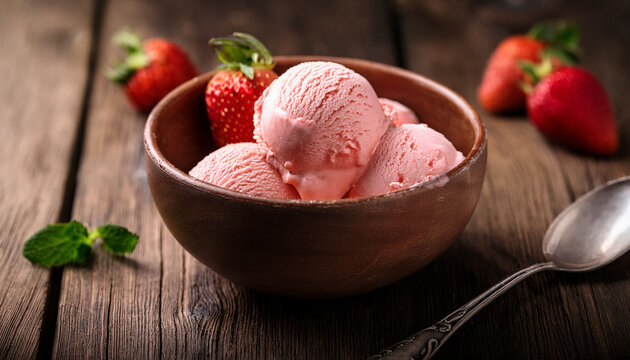delicious strawberry ice cream cone dripping with sweetness for national picnic month