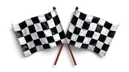 Fototapeta premium Stylish 3D checkered flags in plastic cartoon design 