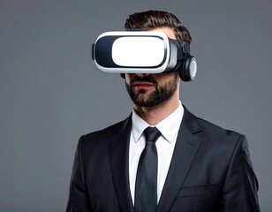 Businessman wearing VR headset (1)