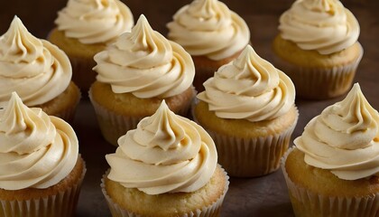 maple butter cupcakes with light brown maple cream frosting on top
