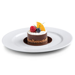 gourmet dessert on a plate with elegant plating isolated on transparent background