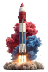 Rocket launch vehicle on transparent background