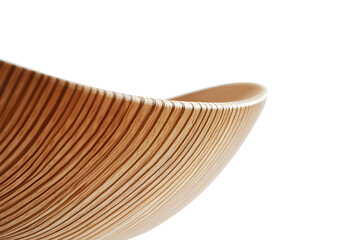 Wooden bowl with a textured, striped surface showcasing craftsmanship and elegant design