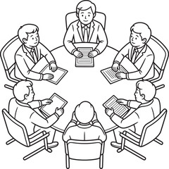Businessmen meeting around a circular table people