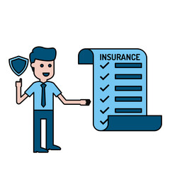 Illustration of Insurance Agent Presenting Insurance Policy