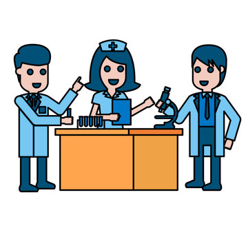 Illustration of Nurse getting lab results from Medical Technologist