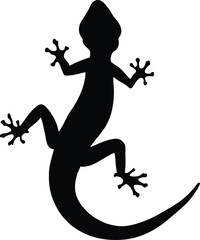 A silhouette of a lizard with a long tail and small feet on a white background illustration