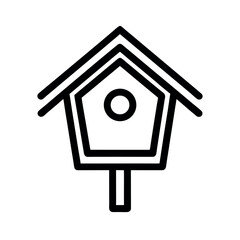Birdhouse Minimal Outline Icon Vector Illustration