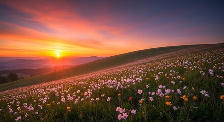 Naklejka premium Golden Meadow Sunset