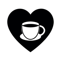 Coffee Cup Inside Heart Icon Vector Illustration